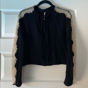 FREE PEOPLE CROP TOP WITH LACE DETAIL